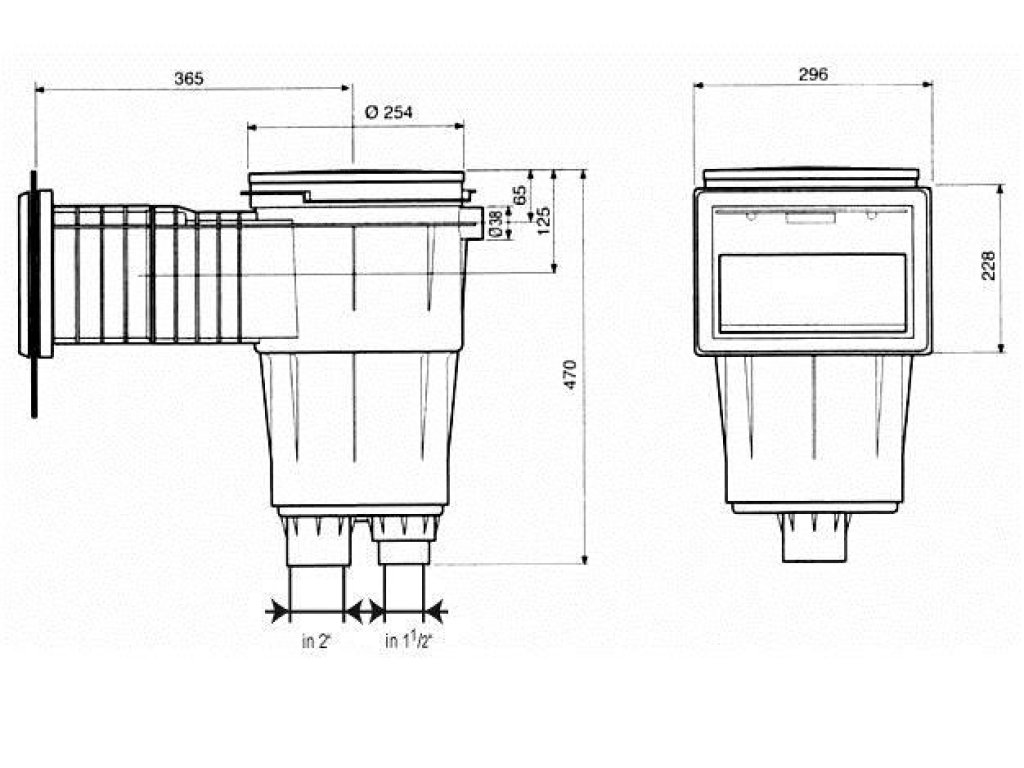 Skimmer 17,5 l standardní hrdlo - prodloužené(pro folii)