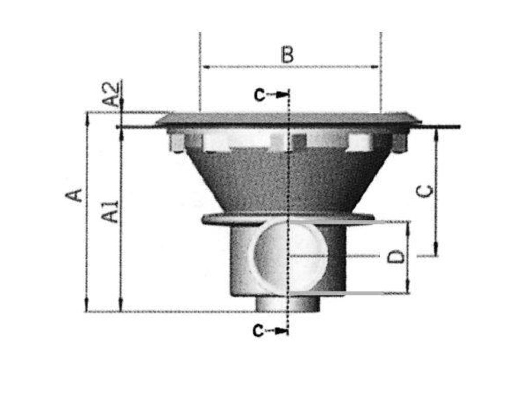 VA podlahová výpust, pro fólii, mosazné zástřiky M6 - světle šedá