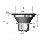 VA podlahová výpust, pro fólii, mosazné zástřiky M6 - světle šedá