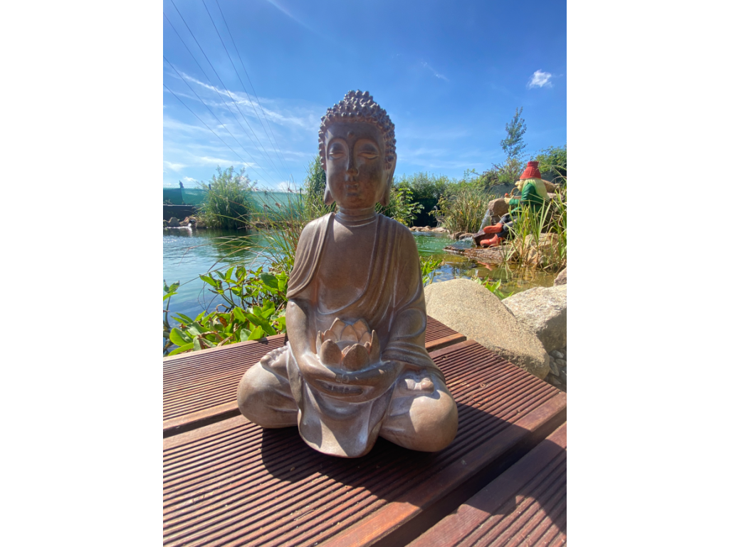 Buddha sedící menší světlý (polyston)