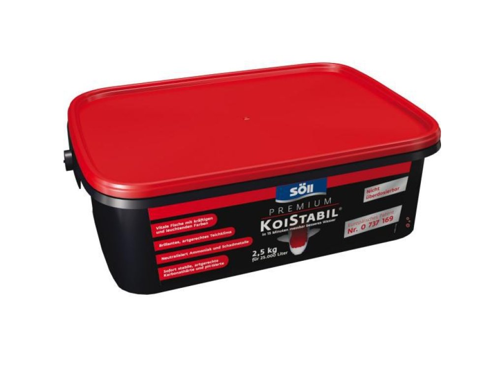 Söll KoiStabil - do 15 minut srovnání hodnot ve vodě (2,5kg na 25m3)