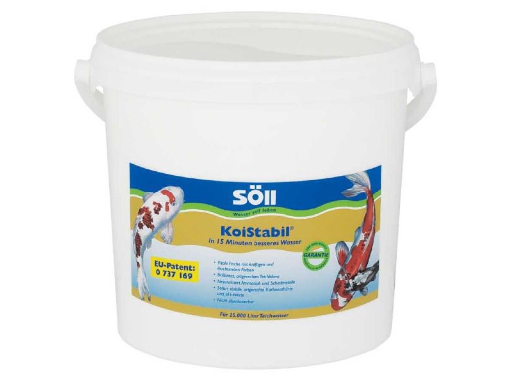 Söll KoiStabil - do 15 minut srovnání hodnot ve vodě (10kg na 100m3)