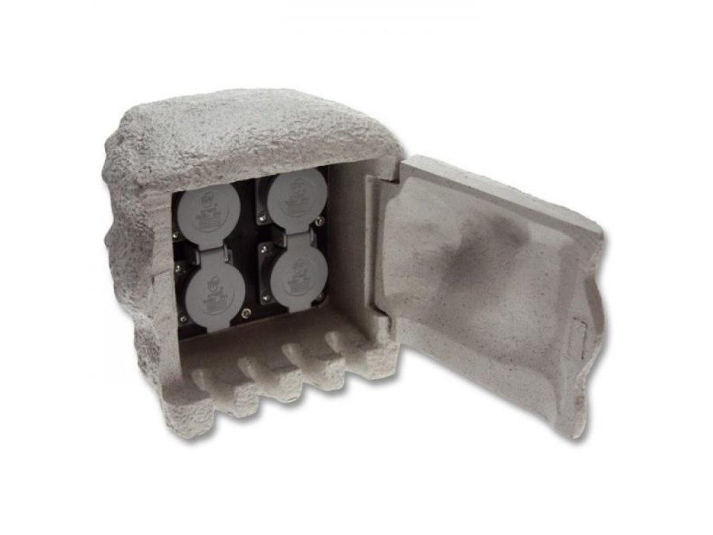 Zahradní sloupek v imitaci kamene (čtyřnásobná zásuvka)