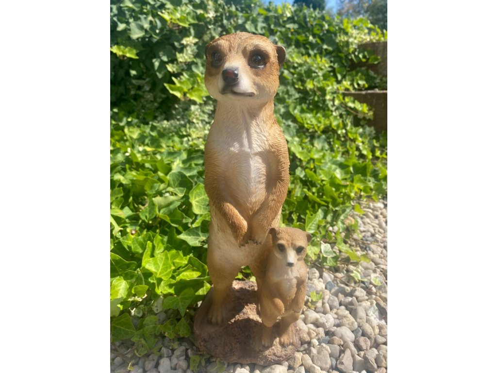 Surikata stojící s mládětem velká (polyston)