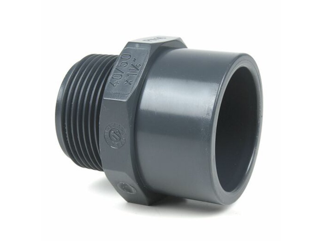 PVC přechodový nipl 75-63mm x 1½" ext.