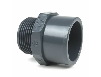 PVC přechodový nipl 75-63mm x 1½" ext.