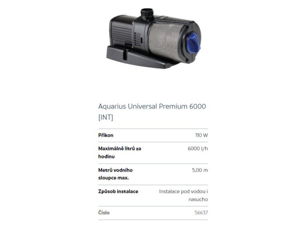 Seznam náhradních dílů na Aquarius Universal Premium 6000 máme uveden pod fotogalerií.