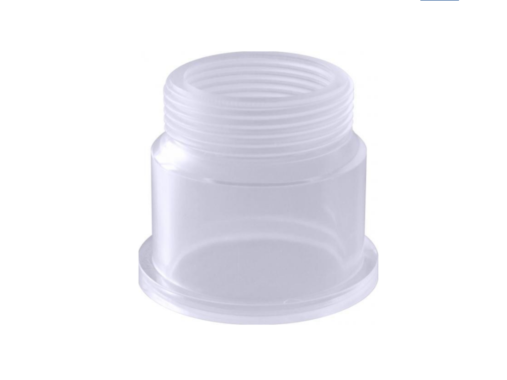 PVC transparentní díl ke šroubení 50mm x 1½“