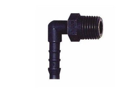 PVC hadicový trn úhel 90° 12mm x 3/8" ext. polyamid