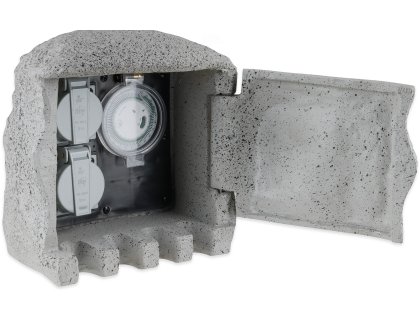 Zahradní sloupek v imitaci kamene (dvojnásobná zásuvka + časovač)