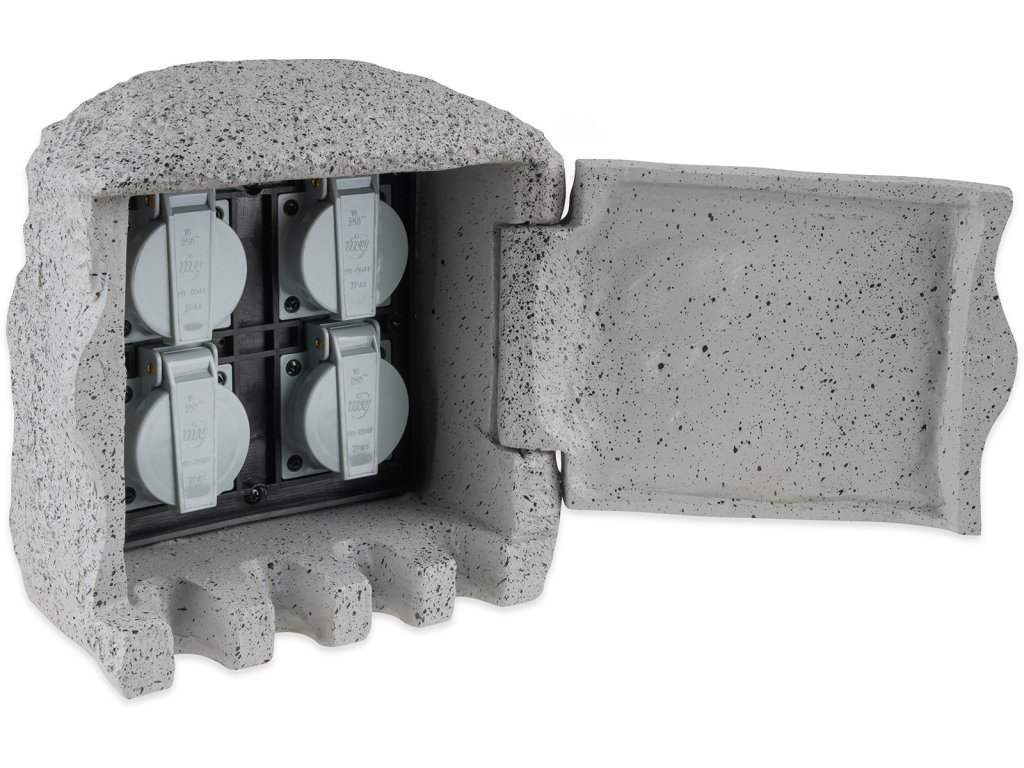 Zahradní sloupek v imitaci kamene (čtyřnásobná zásuvka)