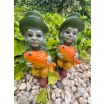 Vodník s kapříkem sedící malý (polyresin)