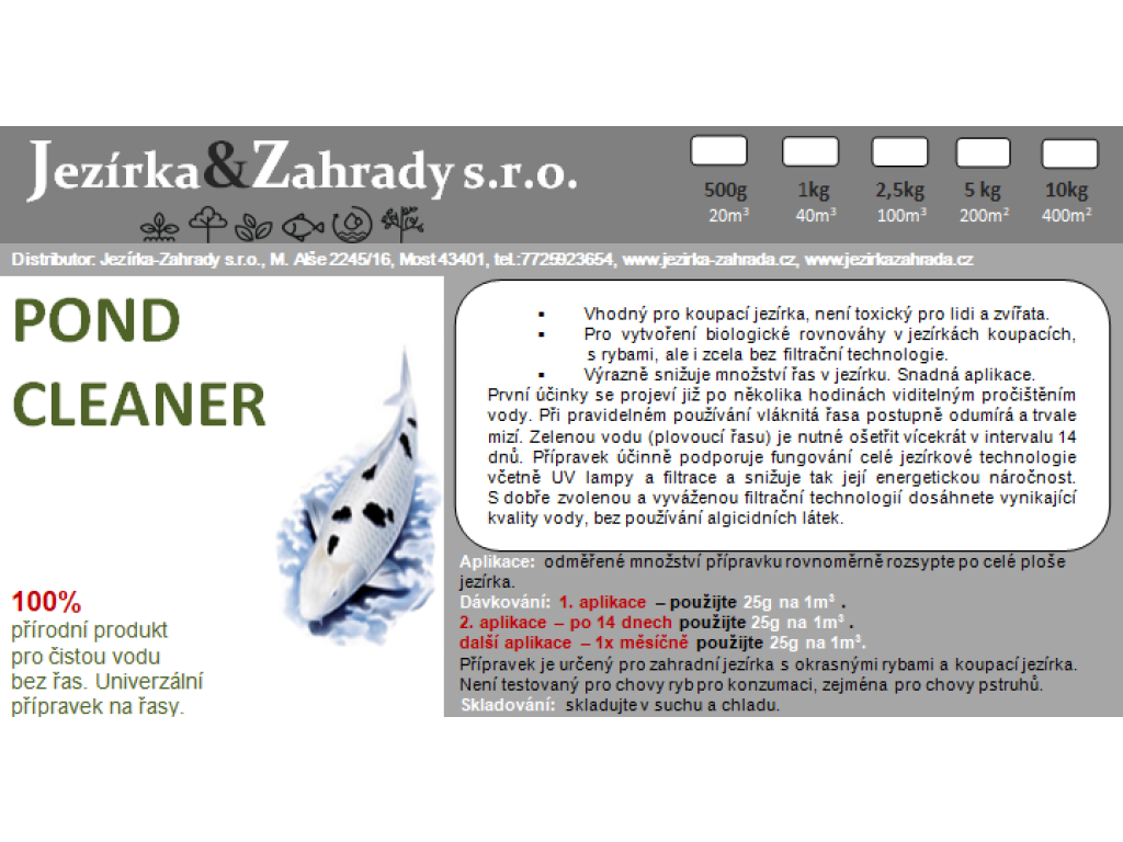Pond Cleaner - odstraňuje všechny druhy řas (500g na 20m3)